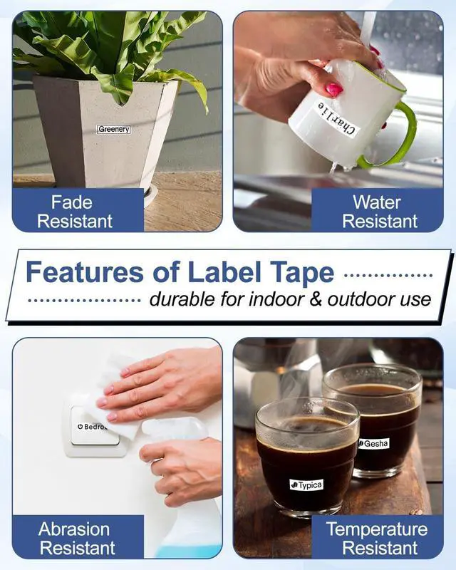 Alt view image 3 of 7 - 20 X Compatible with P-Touch TZe-111 AZE-111 TZ-111 Black on White 6mm 0.23'' Extra Strength Adhesive Laminated Tape Replacement for Ptouch PT-H100 PT-D200 PT-P700 PT-1000 Label Maker