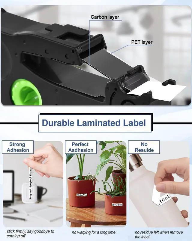 Alt view image 5 of 7 - 20 X Compatible with P-Touch TZe-111 AZE-111 TZ-111 Black on White 6mm 0.23'' Extra Strength Adhesive Laminated Tape Replacement for Ptouch PT-H100 PT-D200 PT-P700 PT-1000 Label Maker