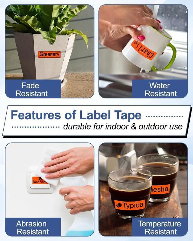 Alt view image 3 of 7 - 6 Pack Compatible with P-Touch TZe-B61 TZeB61 Black on Fluorescent Orange 36mm 1.4'' Laminated Label Tape Replacement for Ptouch PT-P900 9600 9700PC D800W E800W 9500PC P900W P950NW Makers