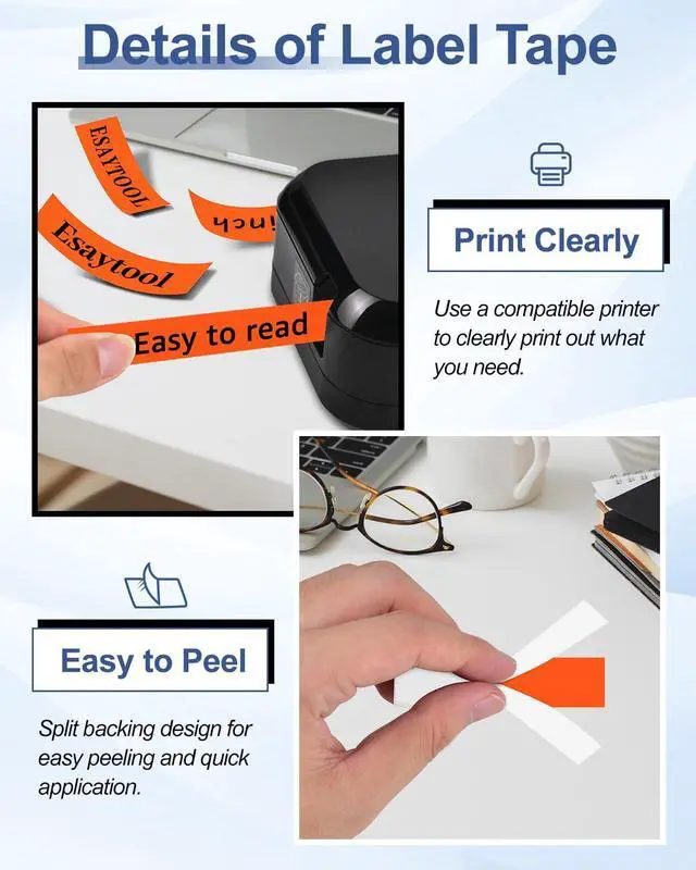 Alt view image 4 of 7 - 6 Pack Compatible with P-Touch TZe-B61 TZeB61 Black on Fluorescent Orange 36mm 1.4'' Laminated Label Tape Replacement for Ptouch PT-P900 9600 9700PC D800W E800W 9500PC P900W P950NW Makers