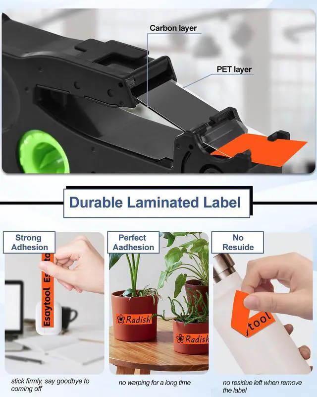Alt view image 5 of 7 - 6 Pack Compatible with P-Touch TZe-B61 TZeB61 Black on Fluorescent Orange 36mm 1.4'' Laminated Label Tape Replacement for Ptouch PT-P900 9600 9700PC D800W E800W 9500PC P900W P950NW Makers
