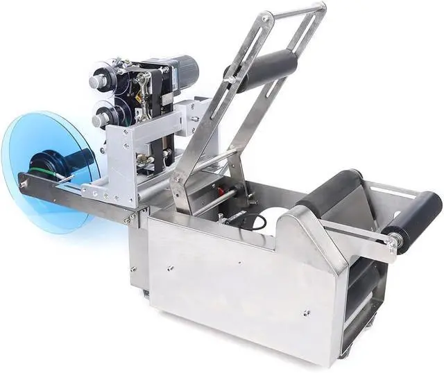 Alt view image 7 of 7 - Semi-Automatic Round Bottle Bottle Labeling Machine with Integrated Coding, 20-40pcs/min, Stainless Steel Label Applicator for 0.59-4.72in Diameter Bottles (110V with Pressing Bar)