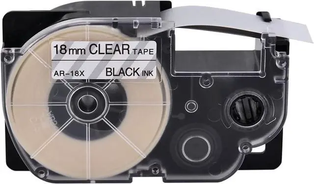 Main image of 20 X Compatible with Cassette Label Tape XR18X XR-18X XR-18X2S XR18X2S Black on Clear 18mm 3/4 inch x 26.2 Feet Replacement for KL-120 KL-430 KL-820 KL-2000 Label Maker