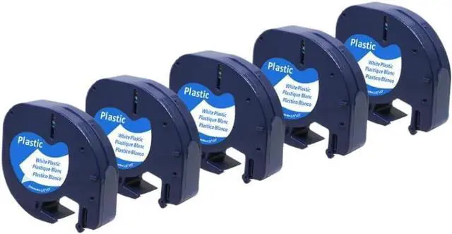 Main image of 5 Pack Plastic White Label Maker Tape Refills Compatible with 91201 91331 91221 59422 Label Tape 12mm Works with LT-100H LT-100T Plus