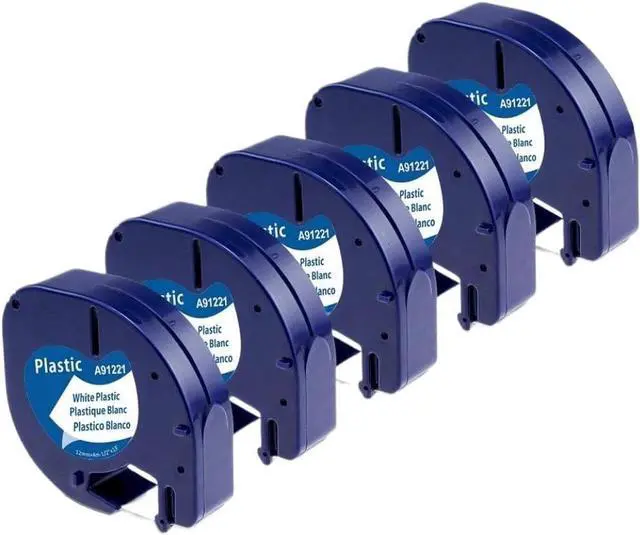 Alt view image 2 of 4 - 5 Pack Plastic White Label Maker Tape Refills Compatible with 91201 91331 91221 59422 Label Tape 12mm Works with LT-100H LT-100T Plus