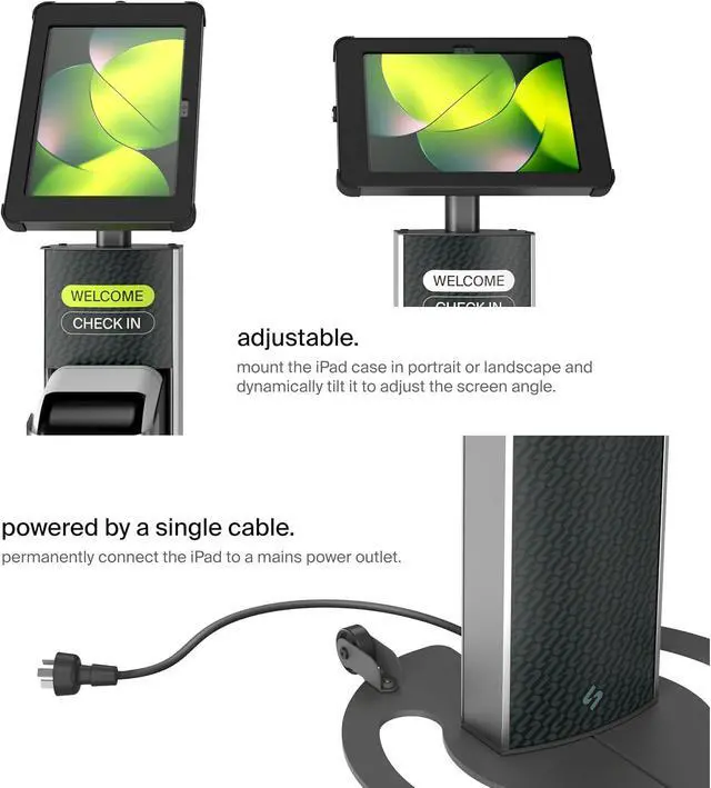 Alt view image 3 of 6 - SPROCKET Premium Kiosk Stand T Print B15 - Most Advanced & Key-Locked Secure Tablet Floor Stand with Label Printer, Adjustable Mount & Ergonomic Design, Compatible with Apple iPad