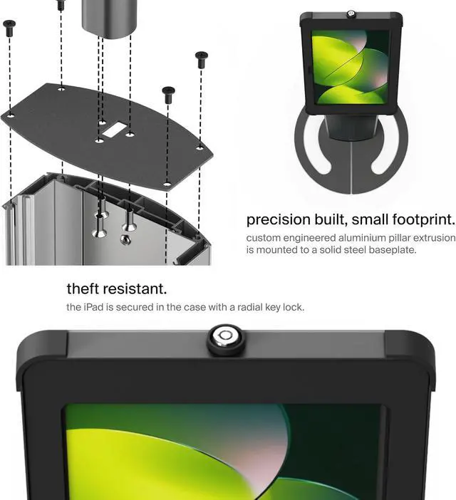 Alt view image 4 of 6 - SPROCKET Premium Kiosk Stand T Print B15 - Most Advanced & Key-Locked Secure Tablet Floor Stand with Label Printer, Adjustable Mount & Ergonomic Design, Compatible with Apple iPad