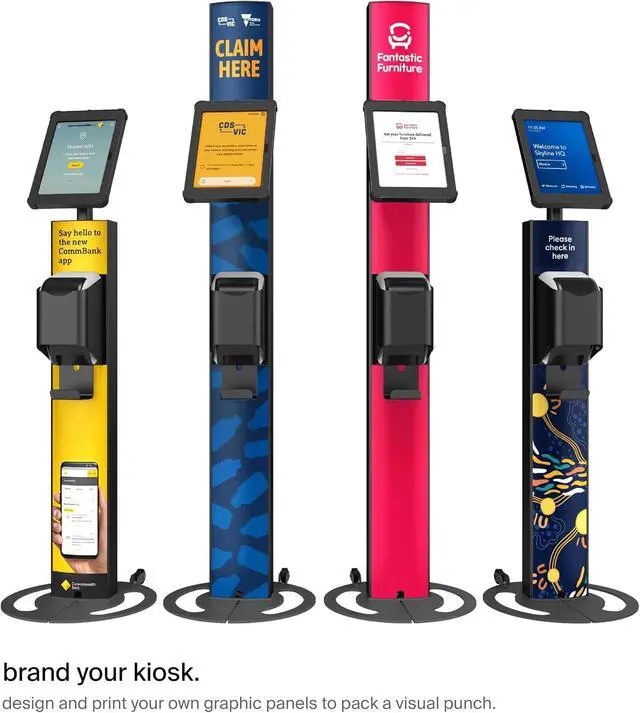 Alt view image 6 of 6 - SPROCKET Premium Kiosk Stand T Print B15 - Most Advanced & Key-Locked Secure Tablet Floor Stand with Label Printer, Adjustable Mount & Ergonomic Design, Compatible with Apple iPad