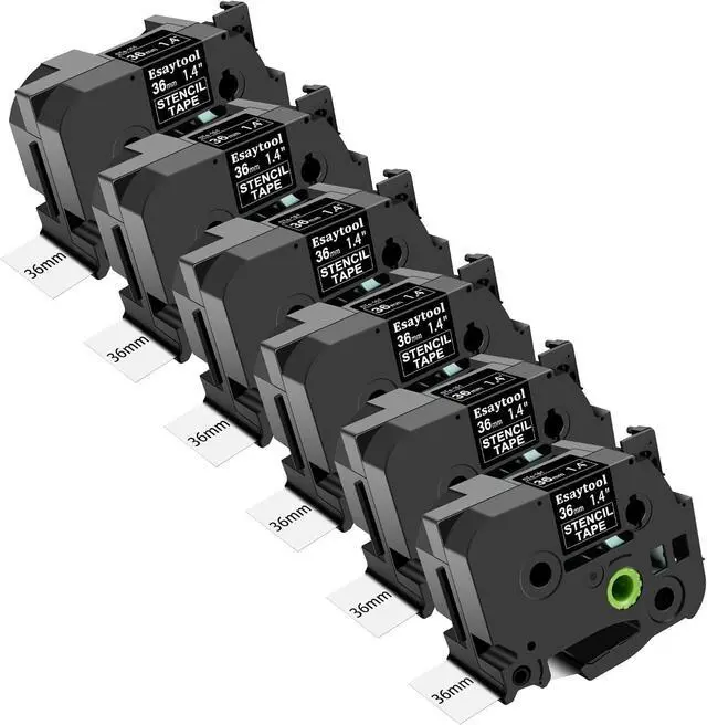 Main image of 6 X Compatible with STe-161 STe161 ST-161 ST161 Stencil Metal Etching Tape Black on Clear 36mm x 3m Replacement for PT-1500PC PT-1600 PT-1700 PT-1750 PT-1750SC PT-1800 PT-1810 Label Maker