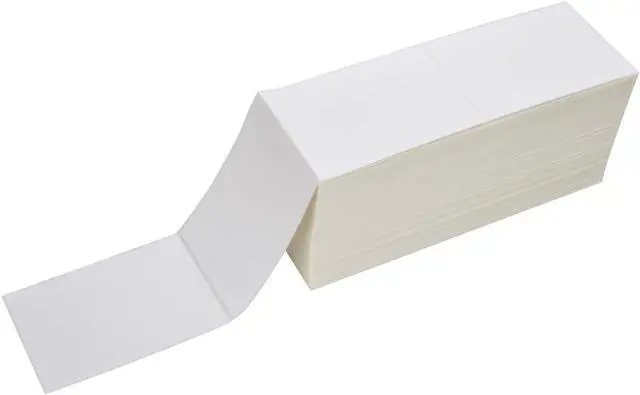 Alt view image 3 of 5 - 2 Stacks Fanfold 4" x 6" Direct Thermal Labels, 2000 Labels Per Stack, White Perforated, Permanent-Adhesive, Compatible with Zebra, Rollo and Most Thermal Label Printer