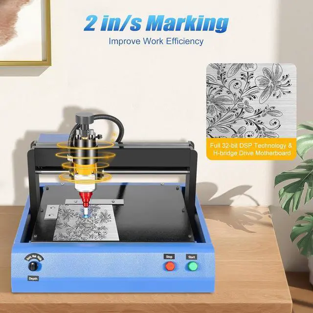 Alt view image 2 of 7 - Electric Metal Marking Machine 400W - 7.9x5.9" Marking Area, 2in/s Speed, 96HRA Needle - for VIN, Serial Numbers on Aluminum, Steel, Copper (200x150mm)