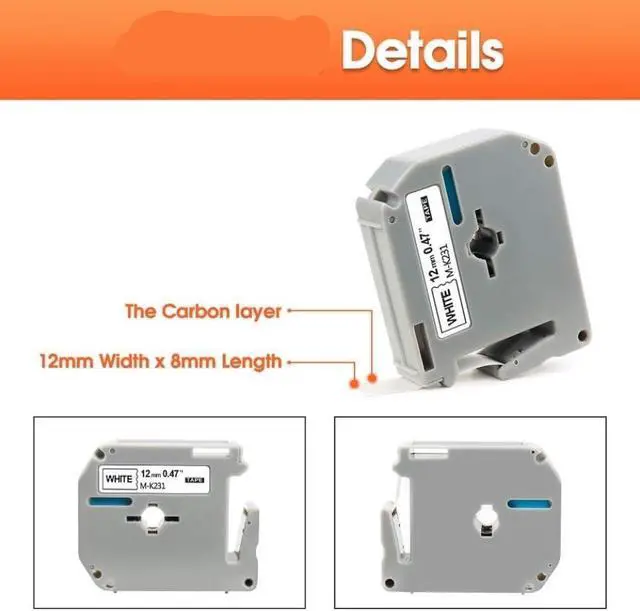 Alt view image 2 of 3 - 10Pcs MK931 MK-931 M-K931 Black On Silver 12mm Label Tape Compatible with PT-70 PT-90 Label Maker Machine