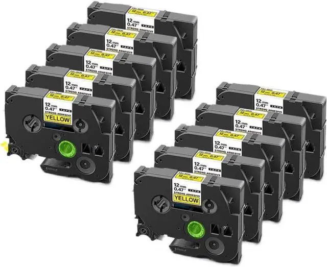 Main image of 10PK S631 Labels Black On Yellow Compatible Labels for S631 Extra High-Tack Acrylic Adhesive 12mm for Label Maker
