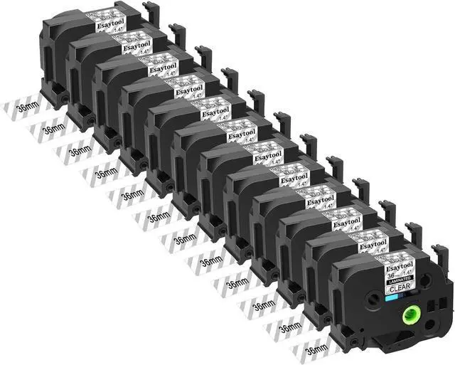 Main image of 12 Pack Compatible with P-Touch TZe-161 TZe161 TZ-161 Black on Clear 36mm 1.4'' Laminated Label Tape Replacement for Ptouch PT-P900 9600 9700PC D800W E800W 9500PC P900W P950NW Makers