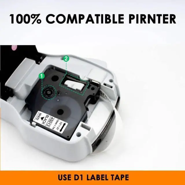 Alt view image 2 of 4 - Label Tape Cassette 10PK 6mm 43613 Black On White Compatible with LabelManager 160 5200 4200 Maker