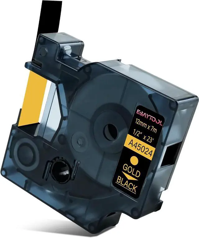 Main image of 20 X Compatible with Dymo D1 Label Tape 45024 A45024 45024S S0720640 Glod on Black 12mm 1/2 inch x 23 Feet Replacement for Dymo Label Maker LabelManager 160 420P 210D 280 360D PnP