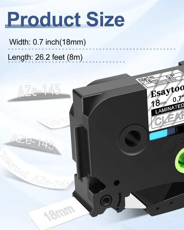 Alt view image 2 of 7 - 40 X Compatible with P-Touch TZe-145 AZE-145 TZ-145 White on Clear 18mm 0.7'' Laminated Label Tape Replacement for Ptouch PT-1300 PT-2030 PT-300 PT-D400AD PT-E550W PT-P950NW Label Maker