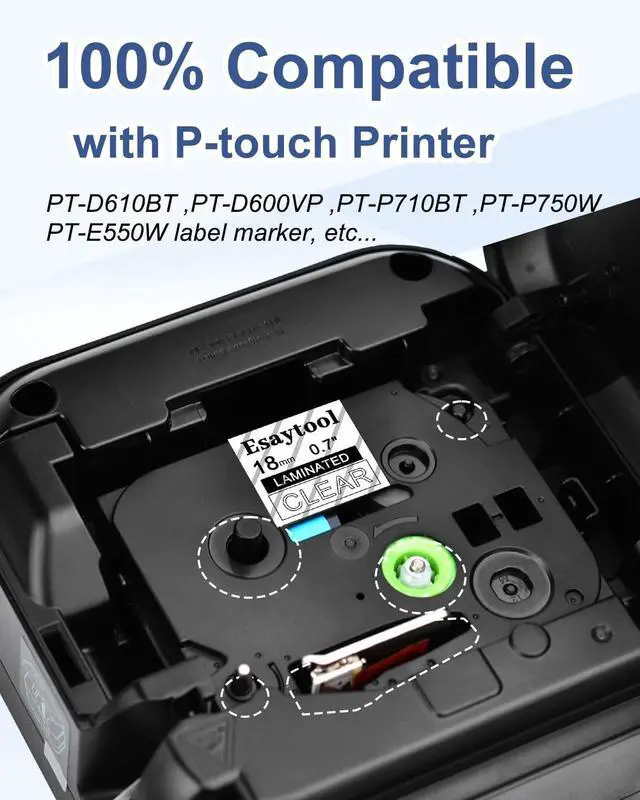 Alt view image 7 of 7 - 40 X Compatible with P-Touch TZe-145 AZE-145 TZ-145 White on Clear 18mm 0.7'' Laminated Label Tape Replacement for Ptouch PT-1300 PT-2030 PT-300 PT-D400AD PT-E550W PT-P950NW Label Maker