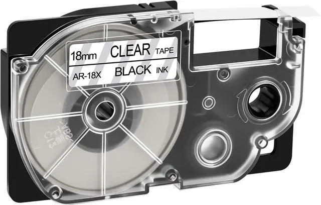 Main image of Cruxer 20Pack Replacement for XR-18X XR-18X1 AR-18X 18mm 0.7'' Black on Clear Self-Adhesive Label Tape Compatible with Casio KL-780 KL-820 KL-HD1 KL-E550 KL-G2 KL-2000 CW-L300 Label Makers