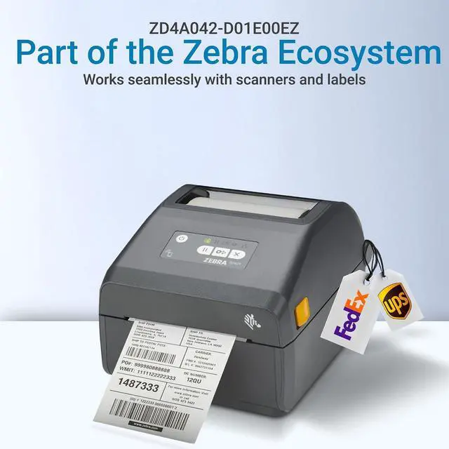 Alt view image 7 of 7 - ZD421 Direct Thermal Desktop Printer 203 DPI 4-Inch Ethernet USB Shipping Label Printer No Cartridge Required Desktop Barcode Printer ZD4A042-D01E00EZ