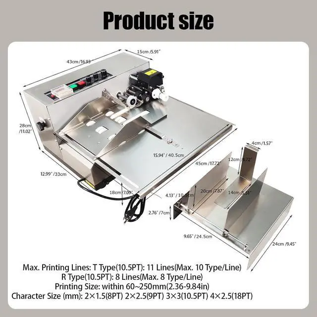 Alt view image 3 of 7 - MY-380F Solid-Ink Coding Machine, 110V Widened Auto Ink Wheel Continuous Coding Machine, Stainless Steel Quick Drying Ink Printer for Flat Printing