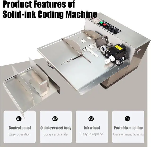 Alt view image 5 of 7 - MY-380F Solid-Ink Coding Machine, 110V Widened Auto Ink Wheel Continuous Coding Machine, Stainless Steel Quick Drying Ink Printer for Flat Printing