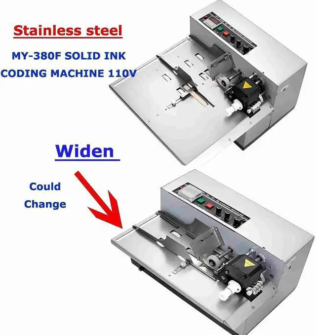 Alt view image 7 of 7 - MY-380F Solid-Ink Coding Machine, 110V Widened Auto Ink Wheel Continuous Coding Machine, Stainless Steel Quick Drying Ink Printer for Flat Printing