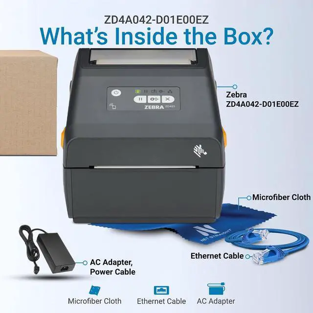 Alt view image 2 of 7 - ZD421 Direct Thermal Desktop Printer 203 DPI 4-Inch Ethernet USB Shipping Label Printer No Cartridge Required Desktop Barcode Printer ZD4A042-D01E00EZ