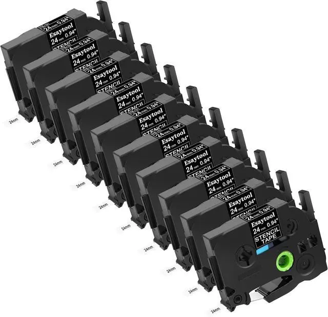 Main image of 10 X Compatible with STe-151 STe151 ST-151 ST151 Stencil Metal Etching Tape Black on Clear 24mm x 3m Replacement for PT-1500PC PT-1600 PT-1700 PT-1750 PT-1750SC PT-1800 PT-1810 Label Maker