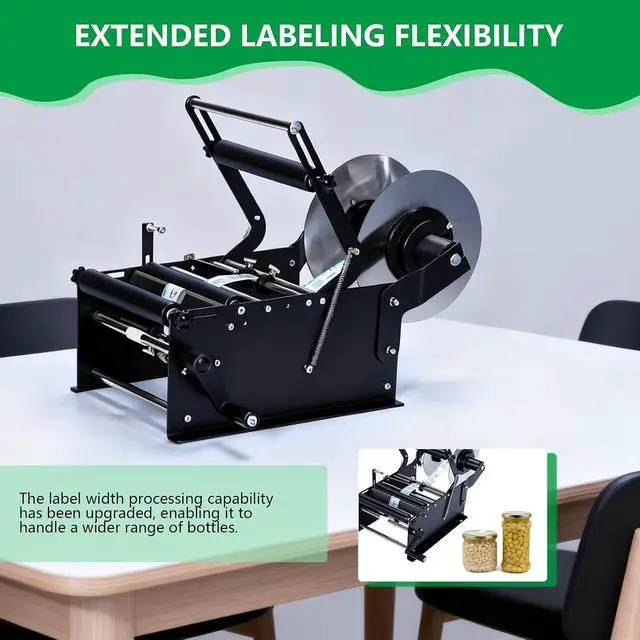 Alt view image 3 of 7 - Manual Bottle Labeling Machine with Handle Label Applicator Machine 15-30pcs/min Sticker Label Applicate Machines Adjustable Round Bottle Labeler for Bottles Diameter 0.6-4.72 in