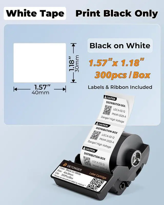 Alt view image 2 of 4 - DT5150P Printer+2 Cartridges Bundle (1.6"×2.4" White+1.6"×1.2" White)