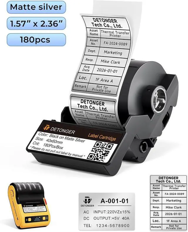 Alt view image 2 of 4 - DT5150P Printer+2 Cartridges Bundle (1.6"×2.4" White+1.6"×2.4" Silver)