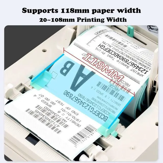 Alt view image 2 of 7 - Thermal Label Printer 300DPI, Fits 20-108mm Direct Thermal Label Paper(Size:Bluetooth)