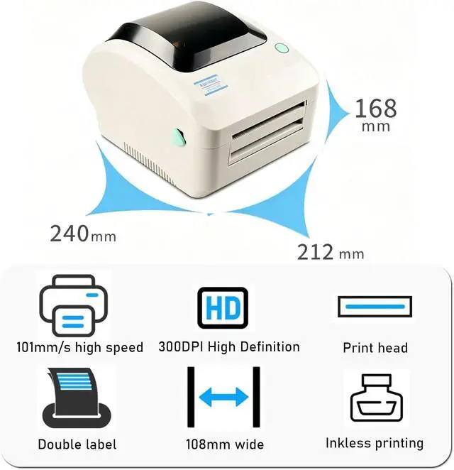 Alt view image 7 of 7 - Thermal Label Printer 300DPI, Fits 20-108mm Direct Thermal Label Paper(Size:Bluetooth)