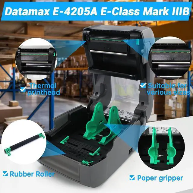 Alt view image 2 of 7 - GETPARTS EA2-00-0J001A00 Datamax E-Class E-4205A Mark III Advanced Label Printer Model 4 IPS Ethernet USB2.0 &Serial Interface+Parallel, No Ribbon Required
