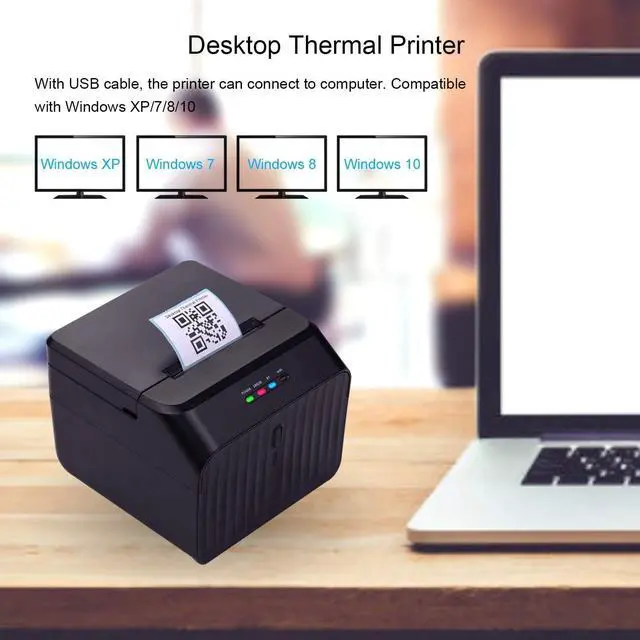 Alt view image 2 of 5 - Desktop 58mm Thermal Label Printer Wired Barcode BT Connection Support ESC/POS