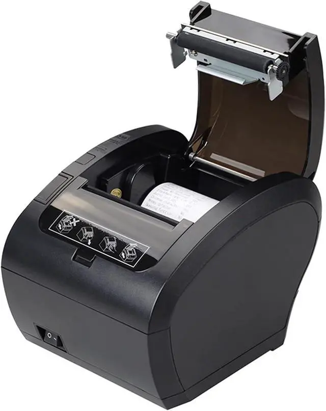 Alt view image 4 of 6 - 80MM Thermal Receipt POS Printer Black Printer with Auto Cutter Bluetooth Ethernet USB Port Support Cash Drawer ESC/POS(306S USB LAN Port)