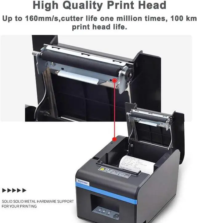 Alt view image 4 of 6 - 80mm Thermal Receipt Printer POS Printer USB Bluetooth Ethernet Port with Auto Cutter(306 USB RS232 Port)