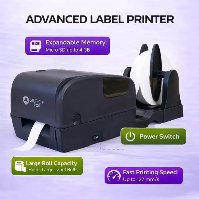 Alt view image 2 of 7 - 120mm Thermal Label Printer with USB & LAN, Supports 1D/2D Barcodes, High-Speed Label Printer for Shipping, Logistics, Warehouse & Inventory