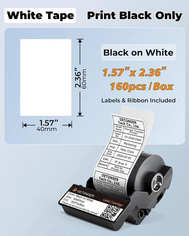 Alt view image 3 of 4 - DT5150P Printer+2 Cartridges Bundle (1.6"×2.4" White×2)