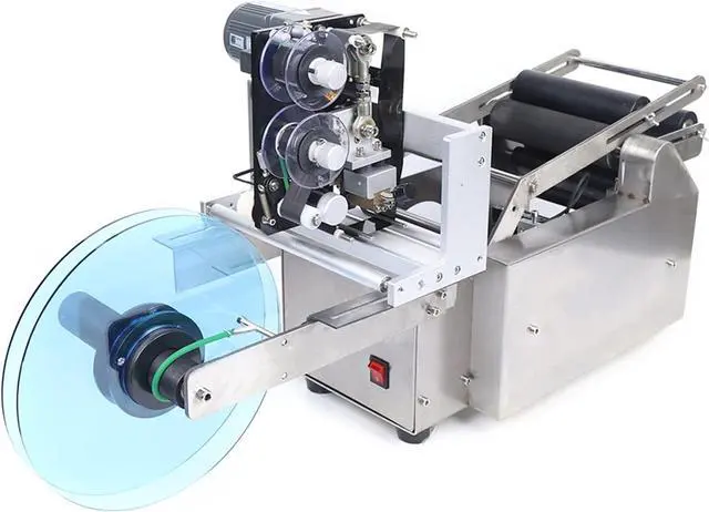 Main image of Semi-Automatic Round Bottle Labeling and Coding Machine, 20-40 Bottles/Min, for Cosmetics, Food, Beverage, All-in-One Date/Batch Printing with Intelligent Sensor, Overload Protection