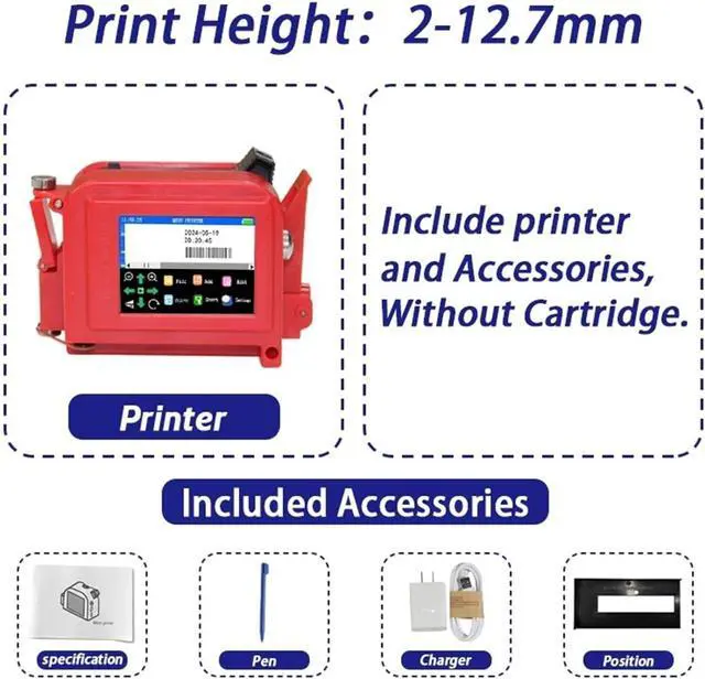 Alt view image 2 of 7 - 12.7mm Mini Portable Handheld Inkjet Printer for QR Barcode Text Image Logo Expire Date Label(Without Ink,US)