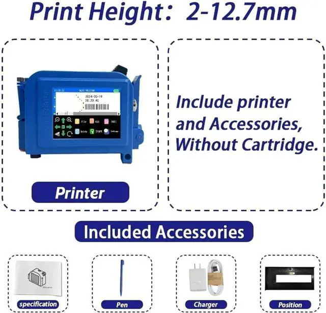 Alt view image 2 of 7 - 12.7MM Mini Handheld Solvent-Based Inkjet Printer for QR Barcode Text Image Logo(Without Ink,JP)
