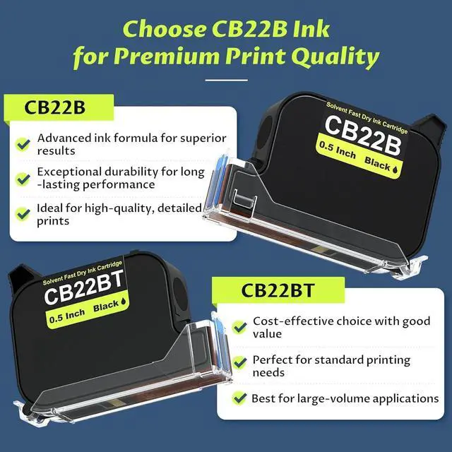 Alt view image 6 of 7 - YEV Handheld Printer VP127 (Green) Bundle with 1-Pack CB22B and 1-Pack CB22BT Original Solvent Fast Dry Black Ink Cartridge use for Code Date Logo Text Printing
