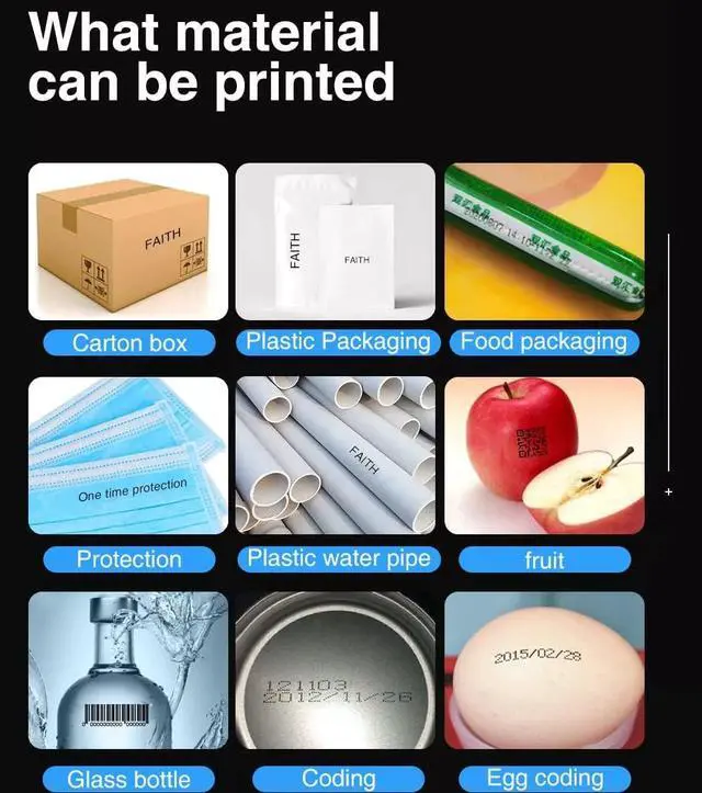 Alt view image 5 of 6 - Faith 25 Languages 25.4mm Variable QR Bar Batch Code Number Logo Expiry Date Label Handheld Thermal Inkjet TIJ Printer (Printer+1Black Ink)