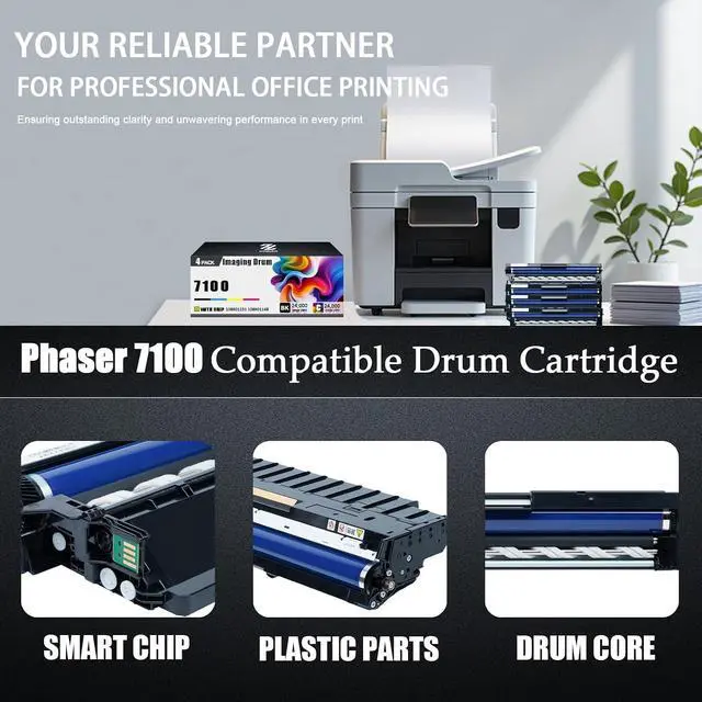 Alt view image 4 of 7 - 108R01151 Drum Units Compatible for Xerox 108R01151 Black Imaging Drum Unit Work for Xerox Phaser 7100 7100N 7100DN Printers
