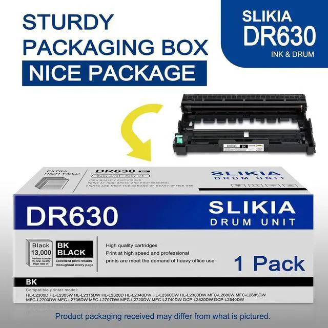Alt view image 5 of 6 - 1-Pack Black DR630 Drum Unit: Compatible DR630 DR-630 Replacement for Brother HL-L2300D L2305W L2320D L2340DW MFC-L2740DW L2680W L2700DW L2705DW L2720DW DCP-L2520DW L2540DW Printer