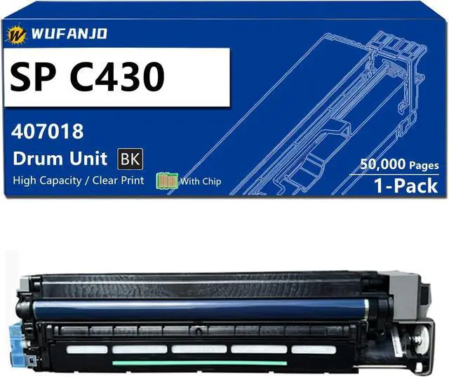 Main image of SP C430 Drum Unit Replacement for 407018 407019 Drum Cartridge Compatible for Ricoh Aficio SP C430DN SP C431DN SP C435DN SP C440DN Printer, High-Yield 50,000 Pages with Chip Black-1 Pack