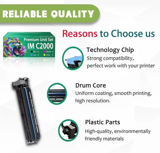 Alt view image 4 of 7 - IM C2000 Photoconductor Unit Set Compatible for Ricoh IM C2000 IMC2000 Imaging Unit Work for Ricoh IM C2000 IM C2500 Printers 1 Black Pack
