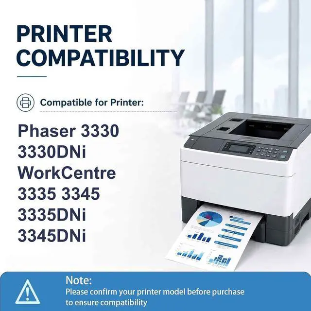Alt view image 2 of 7 - 3335 3345 Imaging Drum Unit Replacement for Xerox 101R00555 with New Chip, Compatible with Color LaserJet Xerox Phaser 3330DNi WorkCentre 3335DNi 3345DNi Printers(1 Black,30000 Pages)
